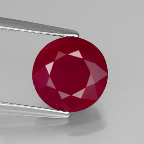 Rubi vermelho natural 3,37ct, corte redondo, VS-SI