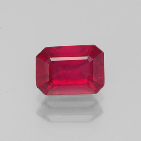 Rubi vermelho natural 1,27ct, corte esmeralda, VS-SI