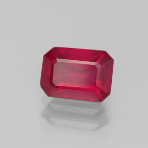 Rubi vermelho natural 1,27ct, corte esmeralda, VS-SI