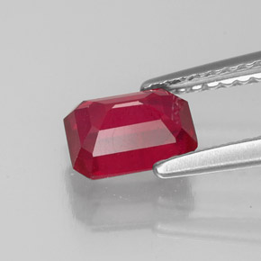 Rubi vermelho natural 1,27ct, corte esmeralda, VS-SI