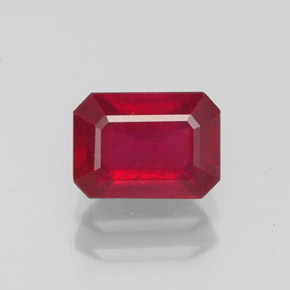 Rubi vermelho natural 1,63ct, corte esmeralda, VS-SI