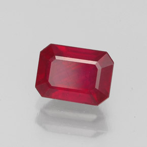 Rubi vermelho natural 1,63ct, corte esmeralda, VS-SI