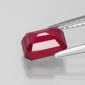 Rubi vermelho natural 1,63ct, corte esmeralda, VS-SI