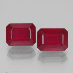 Pedras preciosas de rubi vermelho natural de  ct, corte esmeralda, VS-SI