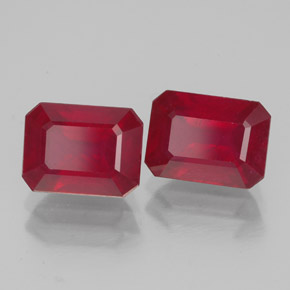 Pedras preciosas de rubi vermelho natural de  ct, corte esmeralda, VS-SI