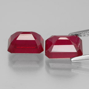 Pedras preciosas de rubi vermelho natural de  ct, corte esmeralda, VS-SI