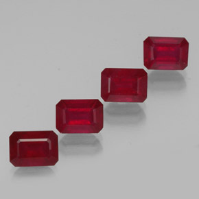 Pedras preciosas de rubi vermelho natural de  ct, corte esmeralda, VS-SI