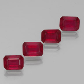 Pedras preciosas de rubi vermelho natural de  ct, corte esmeralda, VS-SI
