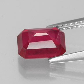 Rubi vermelho natural 2,04ct, corte esmeralda, VS-SI