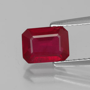 Rubi vermelho natural 1,80ct, corte esmeralda, VS-SI