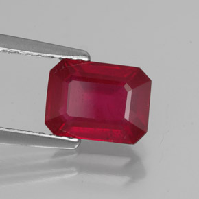 Rubi vermelho natural 1,80ct, corte esmeralda, VS-SI