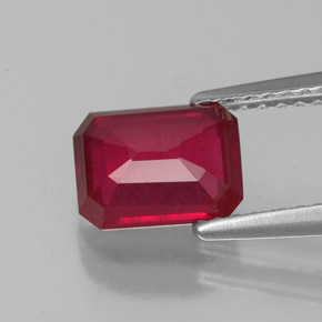 Rubi vermelho natural 1,80ct, corte esmeralda, VS-SI