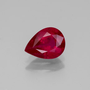 Rubi vermelho natural 1,31ct, formato de pêra, VS-SI