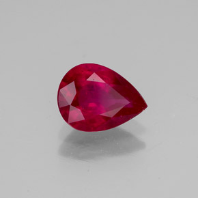 Rubi vermelho natural 1,31ct, formato de pêra, VS-SI