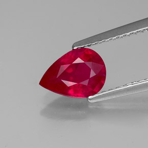 Rubi vermelho natural 1,30ct, formato de pêra, VS-SI