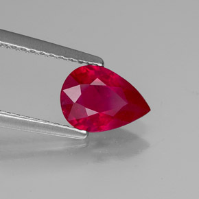 Rubi vermelho natural 1,30ct, formato de pêra, VS-SI
