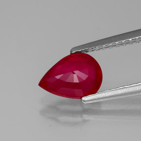 Rubi vermelho natural 1,30ct, formato de pêra, VS-SI