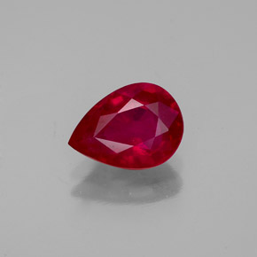 Rubi vermelho natural 1,37ct, formato de pêra, VS-SI