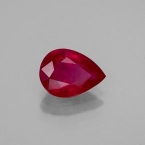 Rubi vermelho natural 1,37ct, formato de pêra, VS-SI