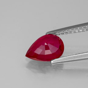 Rubi vermelho natural 1,37ct, formato de pêra, VS-SI