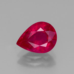 Rubi vermelho natural 1,96ct, formato de pêra, VS-SI