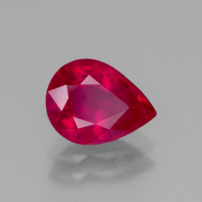 Rubi vermelho natural 1,96ct, formato de pêra, VS-SI