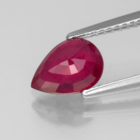 Rubi vermelho natural 1,55ct, formato de pêra, VS-SI