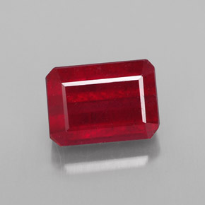 Rubi vermelho natural 1,87ct, corte esmeralda, SI