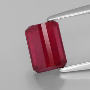 Rubi vermelho natural 1,87ct, corte esmeralda, SI