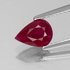 Rubi vermelho natural 1,16ct, formato de pêra, SI