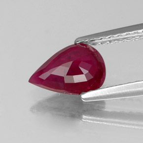 Rubi vermelho natural 1,16ct, formato de pêra, SI
