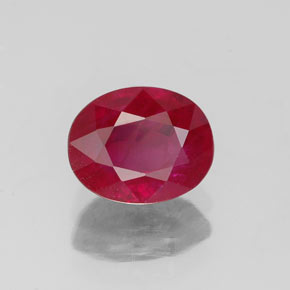 Rubi vermelho natural 1,53ct, corte oval, VS-SI
