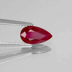 Rubi vermelho natural 1,02ct, formato de pêra, VS
