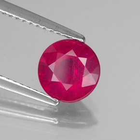 Rubi vermelho natural 1,58ct, corte redondo, VS-SI