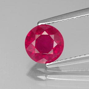 Rubi vermelho natural 1,67ct, corte redondo, VS-SI