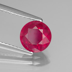 Rubi vermelho natural 1,67ct, corte redondo, VS-SI