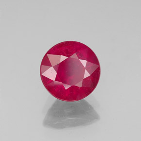 Rubi vermelho natural 1,66ct, corte redondo, VS-SI