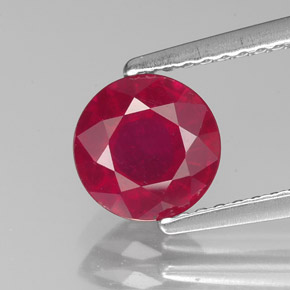Rubi vermelho natural 1,50ct, corte redondo, VS-SI