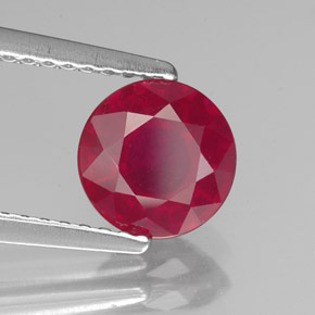 Rubi vermelho natural 1,50ct, corte redondo, VS-SI