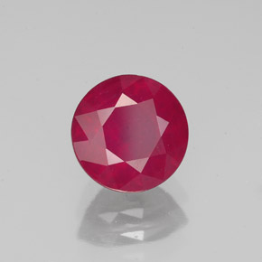 Rubi vermelho natural 2,00ct, corte redondo, VS-SI