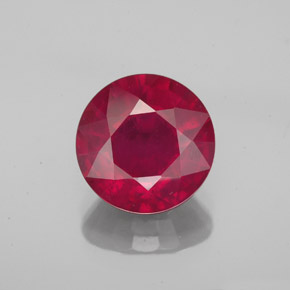 Rubi vermelho natural 3,26ct, corte redondo, VS-SI