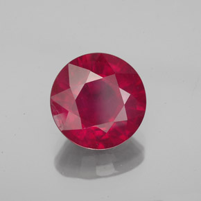 Rubi vermelho natural 3,26ct, corte redondo, VS-SI
