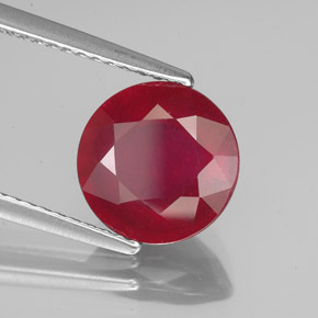 Rubi vermelho natural 3,53ct, corte redondo, VS-SI