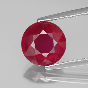 Rubi vermelho natural 3,39ct, corte redondo, VS-SI