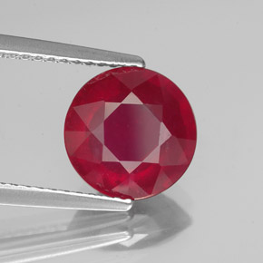 Rubi vermelho natural 3,39ct, corte redondo, VS-SI