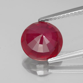 Rubi vermelho natural 3,39ct, corte redondo, VS-SI