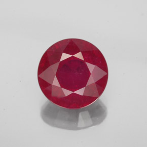 Rubi vermelho natural 3,31ct, corte redondo, VS-SI