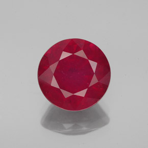Rubi vermelho natural 3,67ct, corte redondo, VS-SI