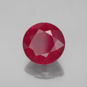 Rubi vermelho natural 3,67ct, corte redondo, VS-SI
