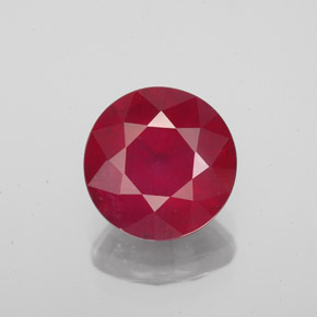 Rubi vermelho natural 3,38ct, corte redondo, VS-SI